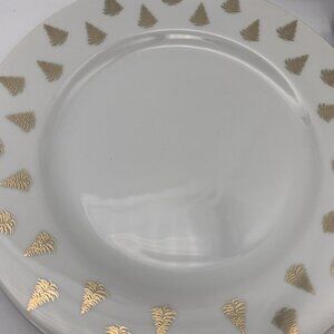 Christmas Plate Set 4 Centurion Collection 7.5" White Gold Trees Made In Japan